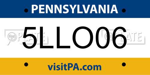 5LLO06 Pennsylvania License Plate
