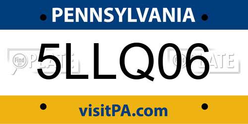 5LLQ06 Pennsylvania License Plate
