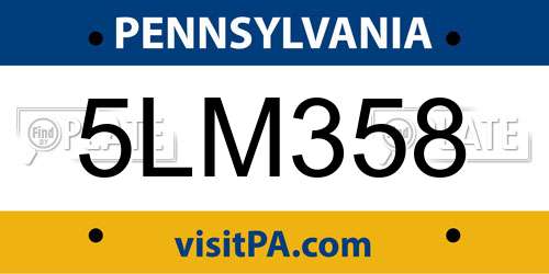 5LM358 Pennsylvania License Plate