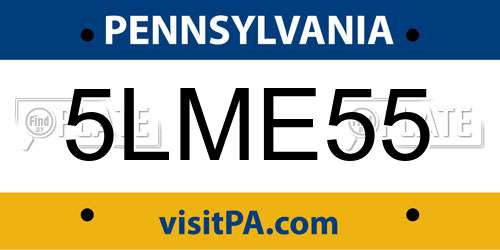 5LME55 Pennsylvania License Plate