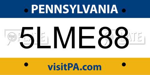 5LME88 Pennsylvania License Plate
