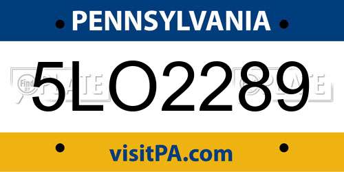 5LO2289 Pennsylvania License Plate