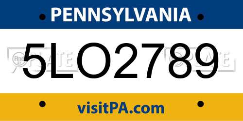 5LO2789 Pennsylvania License Plate