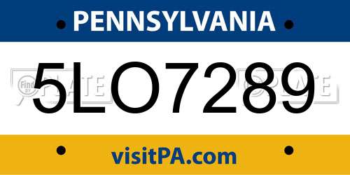 5LO7289 Pennsylvania License Plate