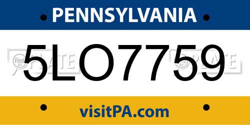 5LO7759 Pennsylvania License Plate