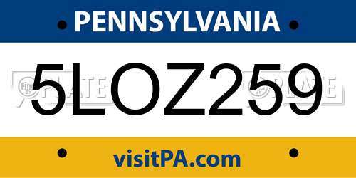 5LOZ259 Pennsylvania License Plate