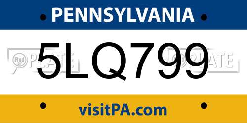 5LQ799 Pennsylvania License Plate