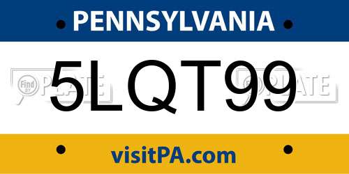 5LQT99 Pennsylvania License Plate