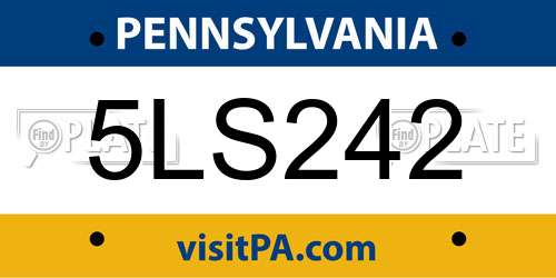 5LS242 Pennsylvania License Plate
