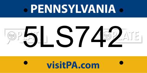 5LS742 Pennsylvania License Plate
