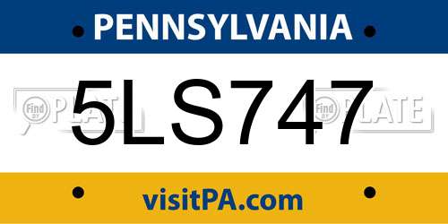 5LS747 Pennsylvania License Plate