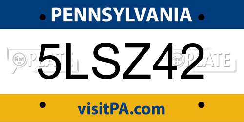 5LSZ42 Pennsylvania License Plate