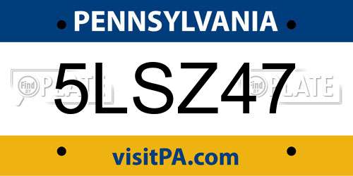 5LSZ47 Pennsylvania License Plate