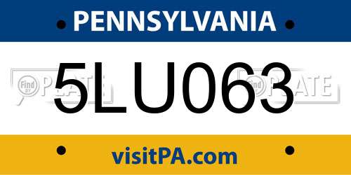 5LU063 Pennsylvania License Plate