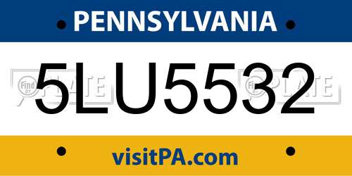 5LU5532 Pennsylvania License Plate