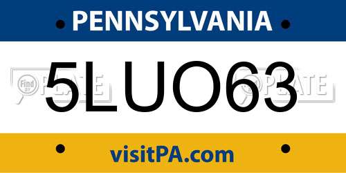 5LUO63 Pennsylvania License Plate