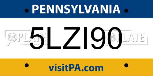 5LZI90 Pennsylvania License Plate