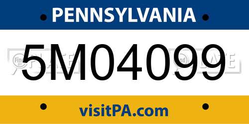 5M04099 Pennsylvania License Plate