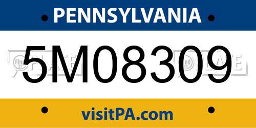 5M08309 Pennsylvania License Plate