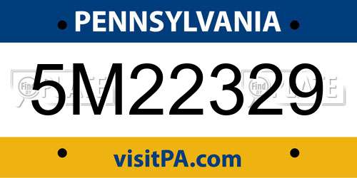 5M22329 Pennsylvania License Plate