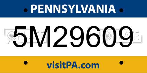 5M29609 Pennsylvania License Plate