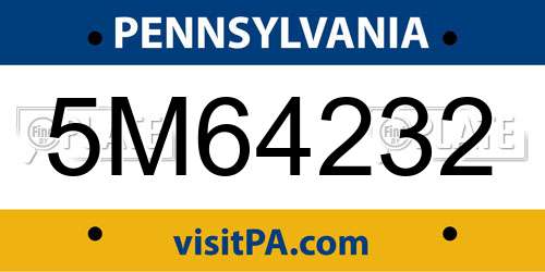 5M64232 Pennsylvania License Plate