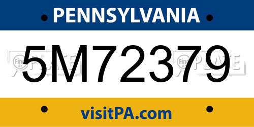 5M72379 Pennsylvania License Plate