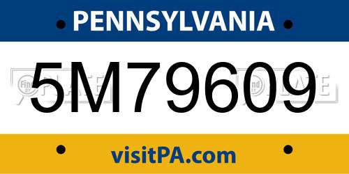 5M79609 Pennsylvania License Plate