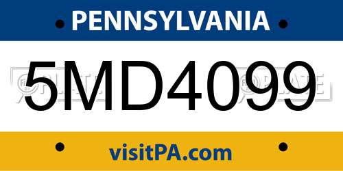5MD4099 Pennsylvania License Plate