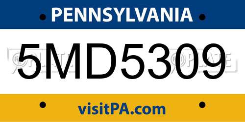 5MD5309 Pennsylvania License Plate