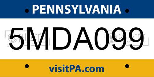 5MDA099 Pennsylvania License Plate