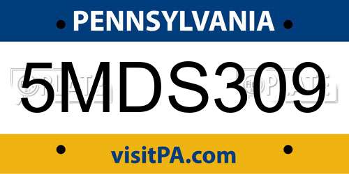 5MDS309 Pennsylvania License Plate