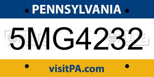 5MG4232 Pennsylvania License Plate