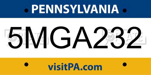 5MGA232 Pennsylvania License Plate