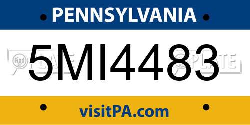 5MI4483 Pennsylvania License Plate