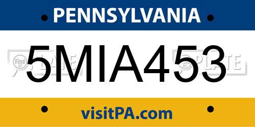5MIA453 Pennsylvania License Plate