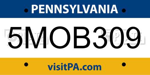 5MOB309 Pennsylvania License Plate