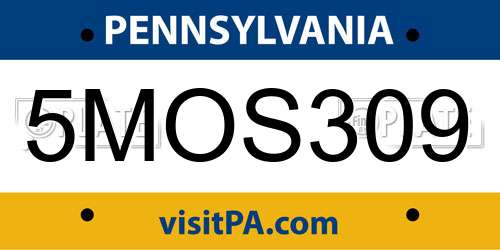 5MOS309 Pennsylvania License Plate