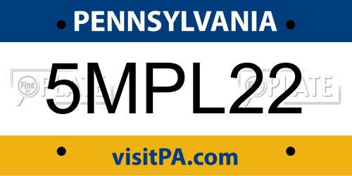 5MPL22 Pennsylvania License Plate