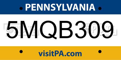 5MQB309 Pennsylvania License Plate