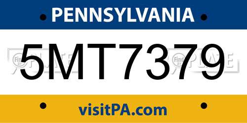 5MT7379 Pennsylvania License Plate