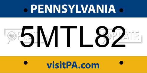 5MTL82 Pennsylvania License Plate