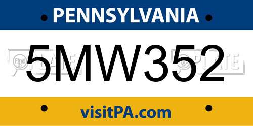 5MW352 Pennsylvania License Plate