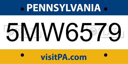 5MW6579 Pennsylvania License Plate