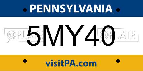5MY40 Pennsylvania License Plate