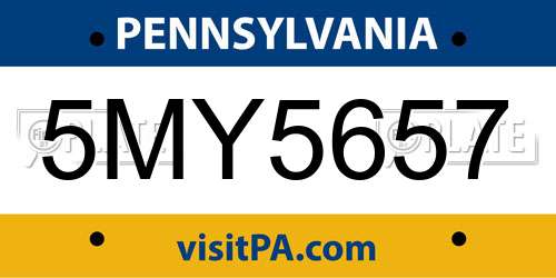 5MY5657 Pennsylvania License Plate