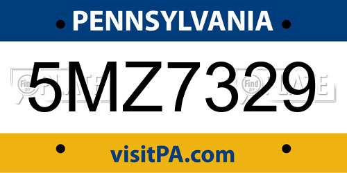 5MZ7329 Pennsylvania License Plate