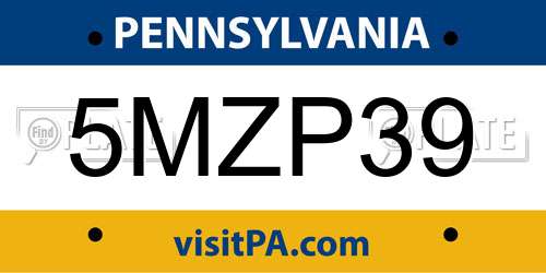 5MZP39 Pennsylvania License Plate