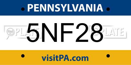 5NF28 Pennsylvania License Plate