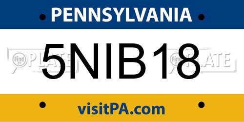 5NIB18 Pennsylvania License Plate